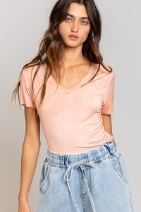 Basic Short Sleeve V Neck Tee