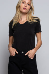 Basic Short Sleeve V Neck Tee