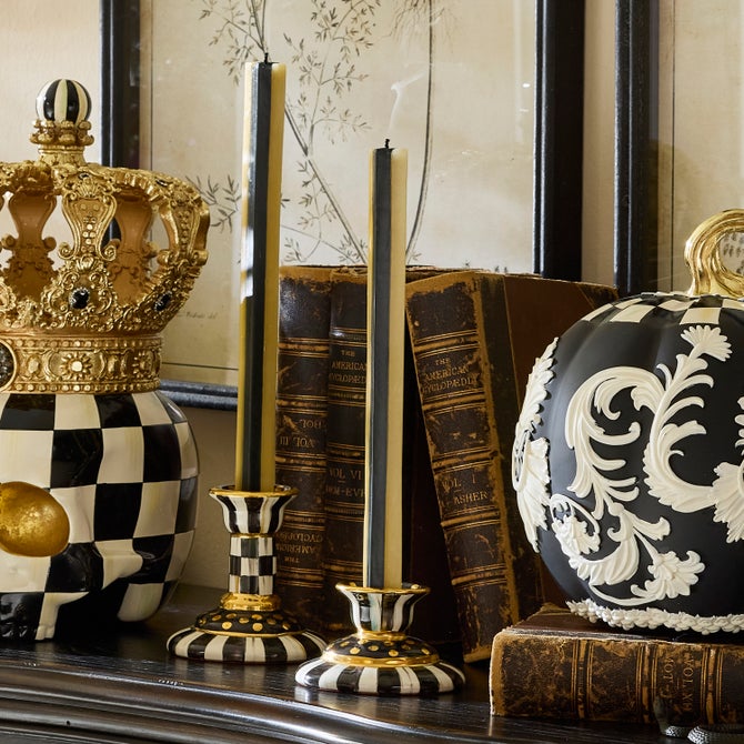 Courtly Check Small Ceramic Candlestick