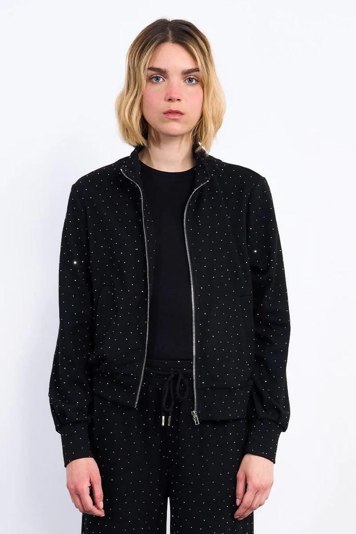 Studded Rhinestone Bomber Jacket