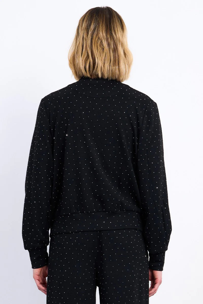 Studded Rhinestone Bomber Jacket