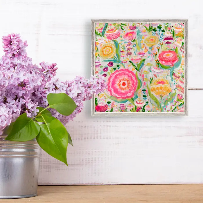 Pink & Yellow Blossoms Mini Framed Canvas