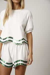 Sequins Stripe Shorts with Side Pocket
