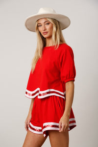 Sequins Stripe Shorts with Side Pocket