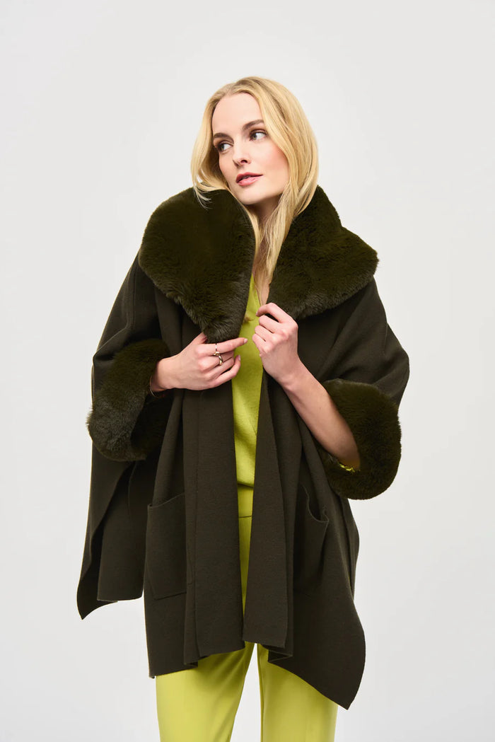 Jacquard and Faux Fur Cape.