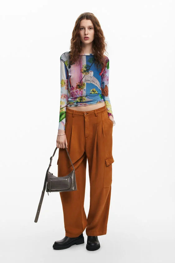 tシャツ Tシャツ M. Christian Lacroix タペストリー チュールTシャツ デシグアル Desigual  Lacroixの貝殻チュールTシャツ