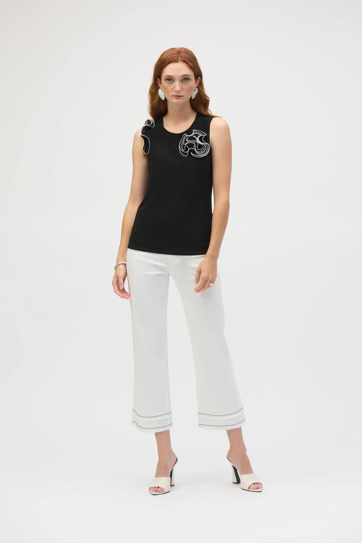 Silky Knit and Chiffon Fitted Top