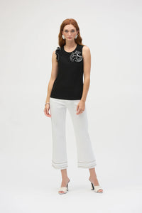 Silky Knit and Chiffon Fitted Top