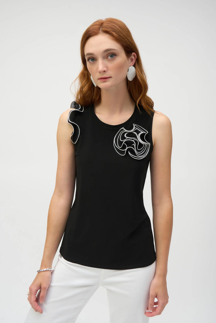 Silky Knit and Chiffon Fitted Top