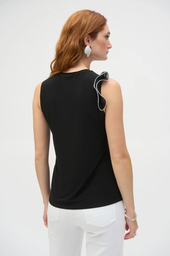 Silky Knit and Chiffon Fitted Top