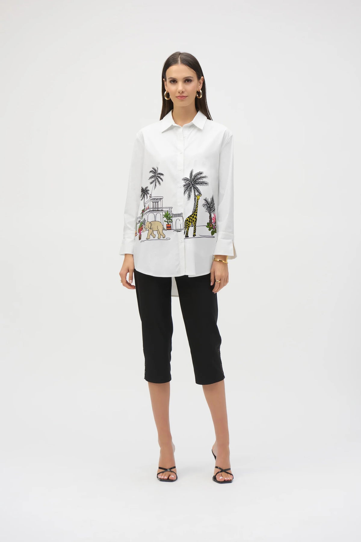 Stretch Poplin Conversational Print Blouse