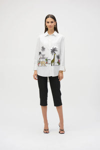 Stretch Poplin Conversational Print Blouse