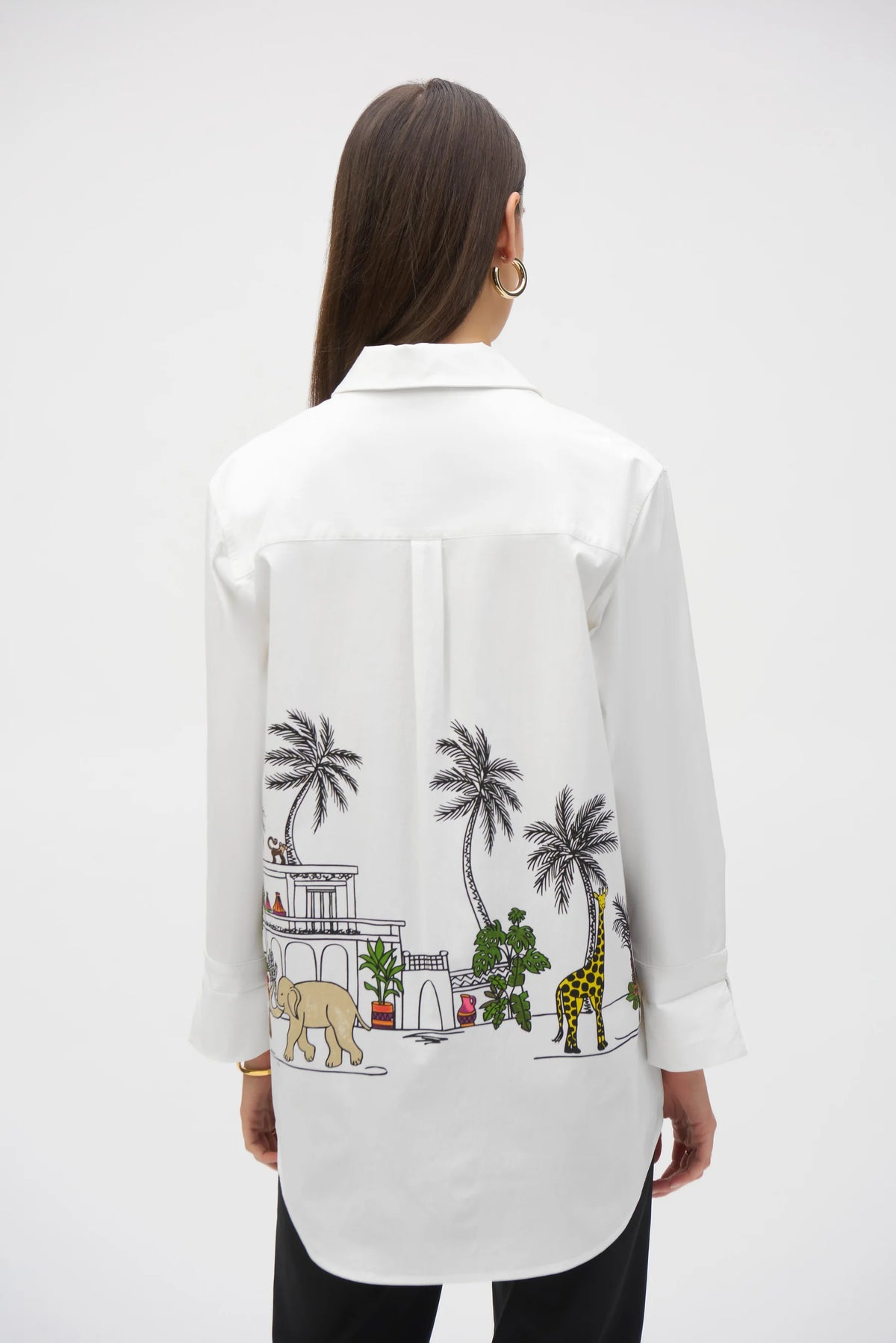 Stretch Poplin Conversational Print Blouse
