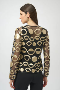 Mesh and Leatherette Collarless Jacket