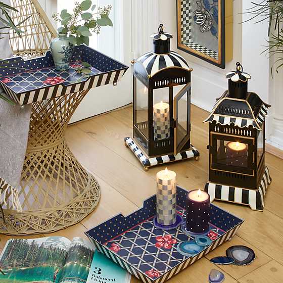 Courtly Stripe Large Candle Lantern