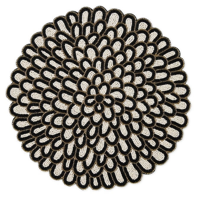Posie Black & White Beaded Placemat