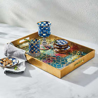 Royal Check Enamel Coasters, Set of 4