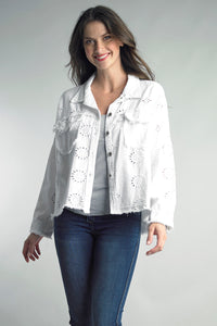 White Embroidered Denim Jacket