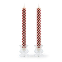 Cherry Check Flameless Dinner Candles, Set of 2