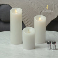 3.5 x 7.5 Inch White Wax Indoor Pillar Luminara