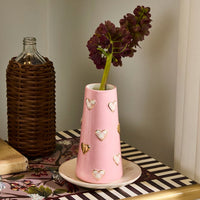 Rosy Check Tall Heart Vase