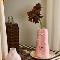 Rosy Check Tall Heart Vase