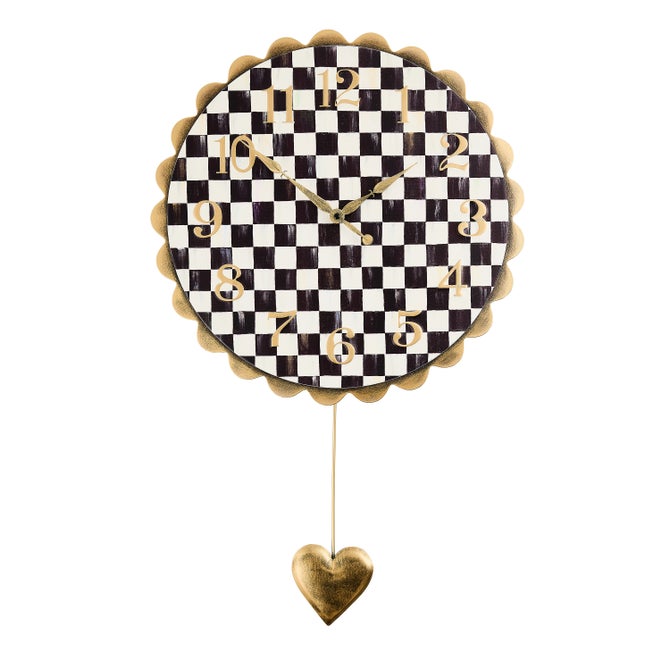 Courtly Check Heart Pendant Wall Clock