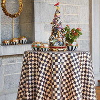 90" Round Courtly Check Tablecloth - Black Trim