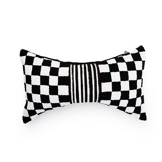 Black Check Bow Throw Pillow