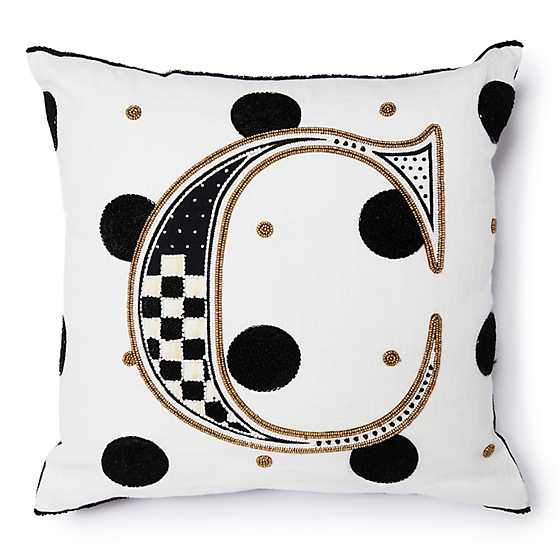 Monogram "C" Beaded Throw Pillow