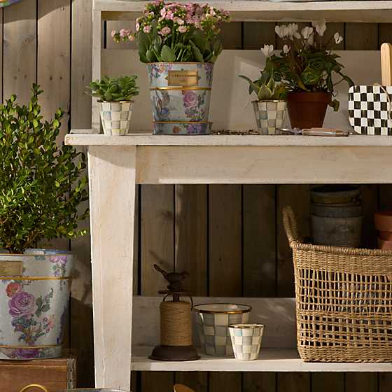 3 pot herb planter Sterling Check Herb Pots, Set of 3 – Rosegate