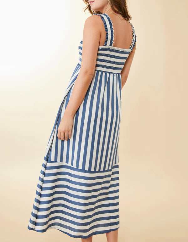 sea midi dress Marielle Midi Dress Sea Blue Stripe – Rosegate
