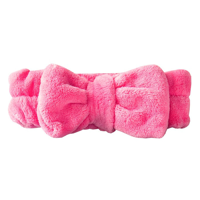 Plush Bow Spa Headband - Hot Pink
