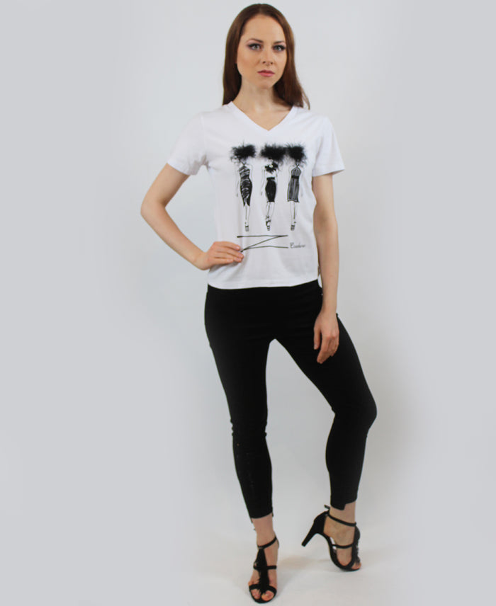 Runway Girls Feather Trim Top
