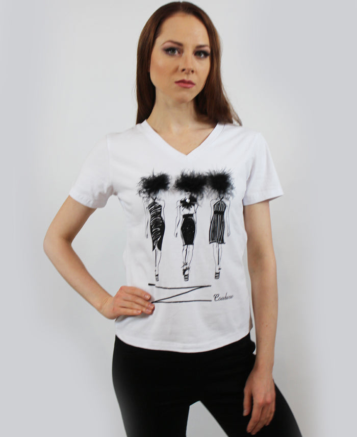 Runway Girls Feather Trim Top