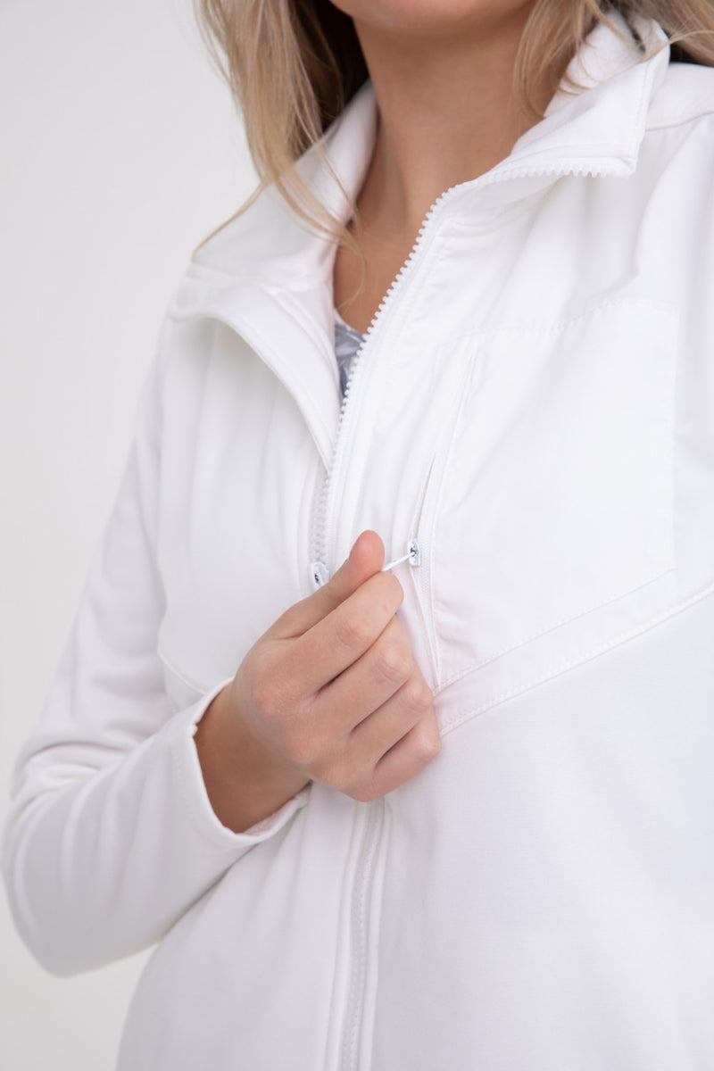 Fabric Contrast Zip-Up Jacket