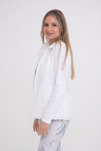 Fabric Contrast Zip-Up Jacket