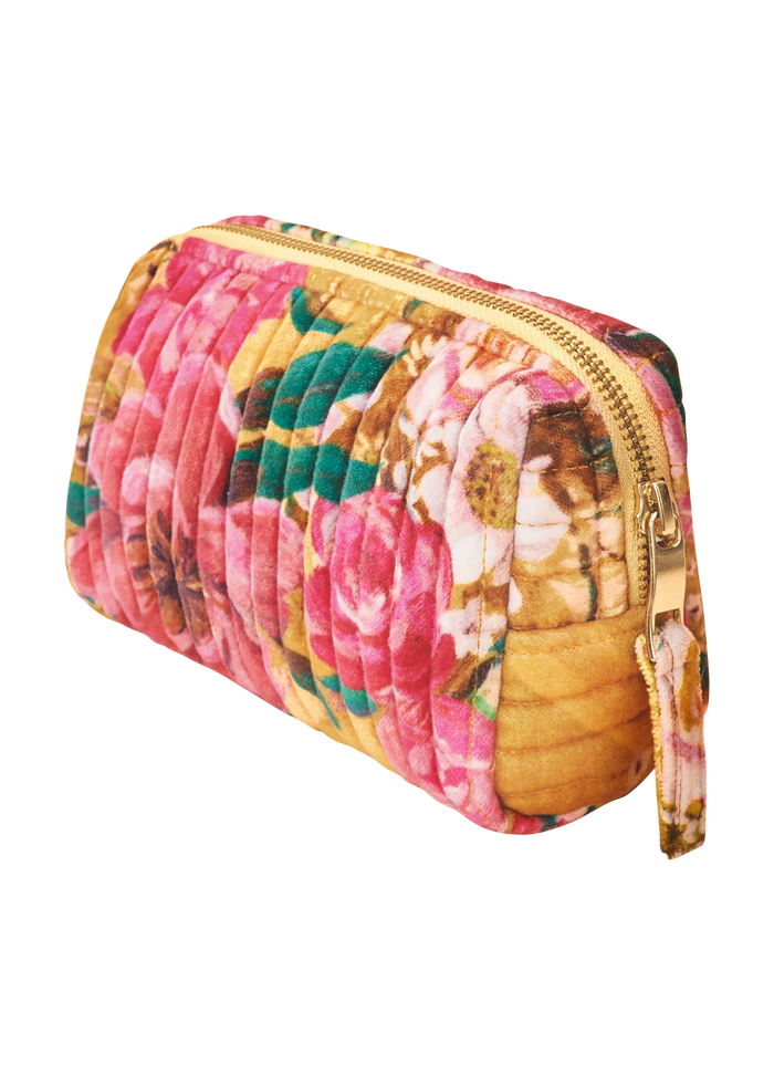 Quilted Vanity Bag - Impressionist Floral, Mustard