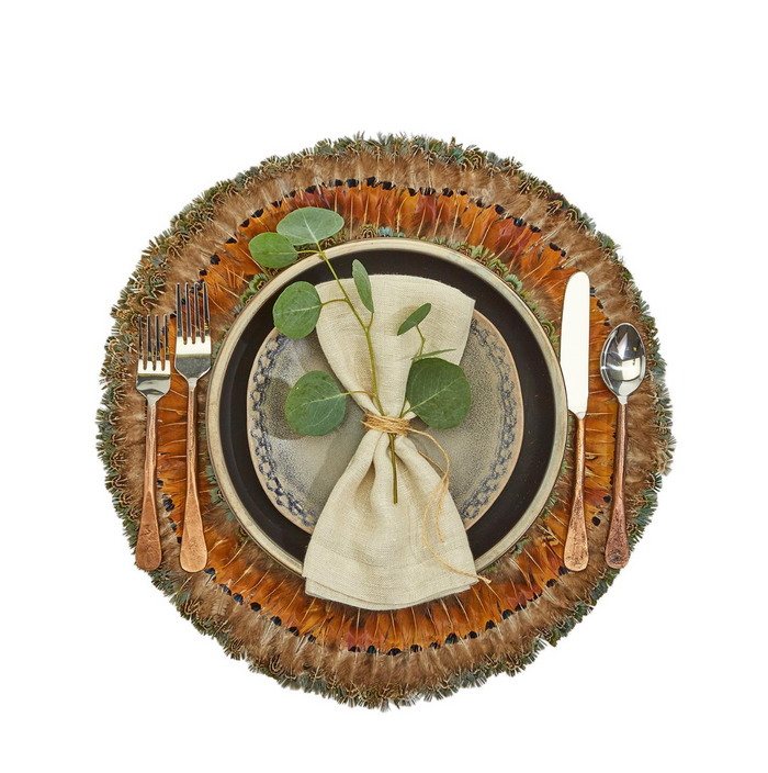 Round Decorative Mats - Pheasant Feathers
