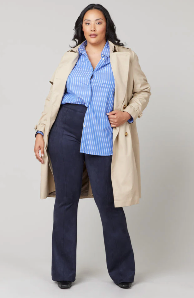 SPANX® Faux Suede Flare Pants in Classic Navy