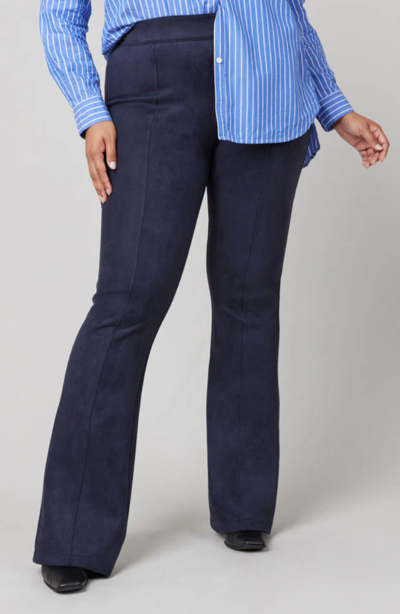 SPANX® Faux Suede Flare Pants in Classic Navy – Rosegate SPANX® Faux Suede Flare Pants in Classic Navy – Rosegate