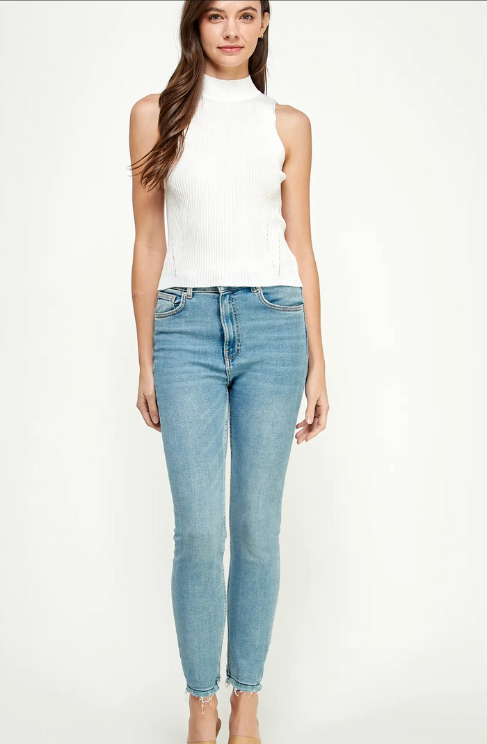Rib Knit Mock Neck Top
