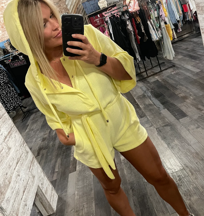 Button Front Romper Hoodie