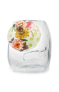 Cookie Jar with Wildflowers Green Enamel Lid