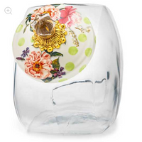 Cookie Jar with Wildflowers Green Enamel Lid