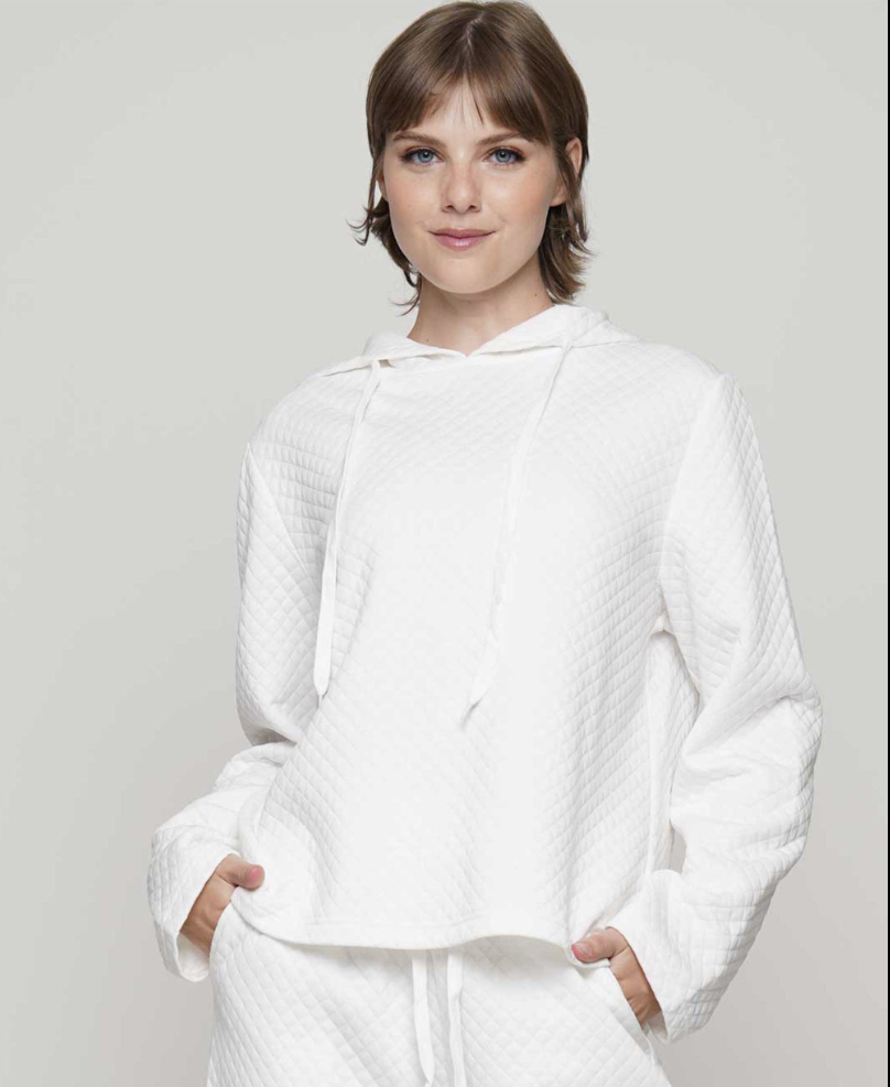 Quilt Hoodie-White