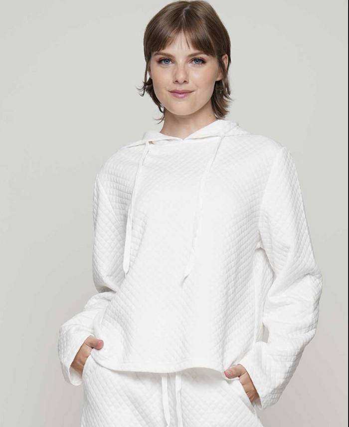 Quilt Hoodie-White