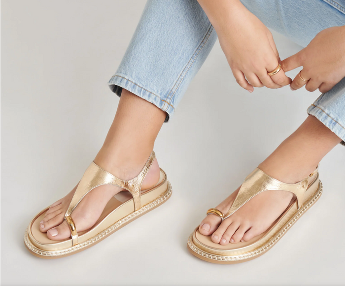Stefan Sandals Gold Distressed Leather