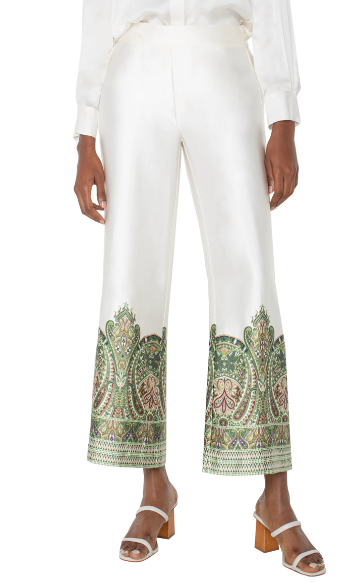 Pull-on Wide Leg Cream/Olive