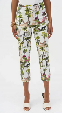 Safari Print Cropped Pull-On Pant
